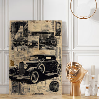 Paris Noir Vintage Wall Art Painting, HD Canvas Print, Framed, Ready to Hang. (AMWA28)