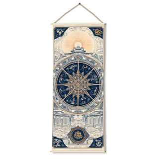 Wheel of Fortune Tapestry | Mystic Mandala Wheel Wall Hanging, Thick fabric, HD Print, Ready to Hang Wall Décor. Size 24 In x 60 In. (TAROTTPS10)