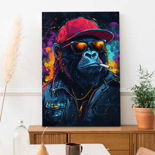 Ape Hustler Wall Art Painting, HD Canvas Print, Framed, Ready to Hang. (POMWA86)