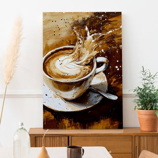 Cappuccino Chaos Wall Art Painting, HD Canvas Print, Framed, Ready to Hang. (KTCWA69)