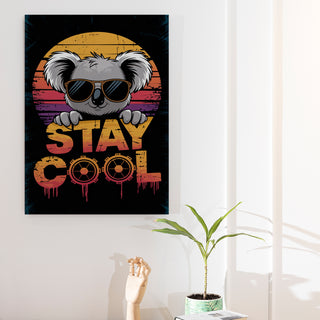 Retro Vibes Koala Wall Art Painting, HD Canvas Print, Framed, Ready to Hang. (POMWA84)