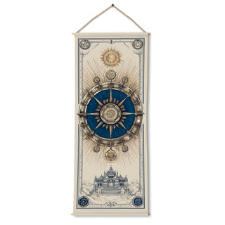 Wheel of Fortune Tapestry | Mystic Mandala Wheel Wall Hanging, Thick fabric, HD Print, Ready to Hang Wall Décor. Size 24 In x 60 In. (TAROTTPS11)