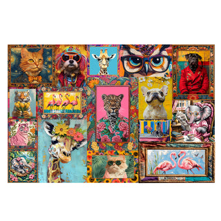 Funky Animal Pop Art Collage Wall Mural – Maximalist Modern Wall Décor (PATCH028)