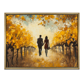 Romantic Couple Wall Art,HD Canvas Print with Premium Golden Floater Frame, Ready to Hang, (36 In x 48 In) (COUPLE-WA-17)