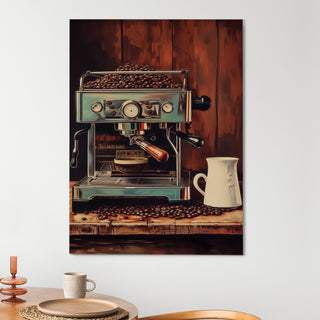 Vintage Coffee Machine Wall Art, HD Canvas Print, Framed, Ready to Hang. (POMWA350)