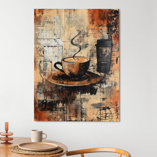 Vintage Café Vibes Wall Art Painting, HD Canvas Print, Framed, Ready to Hang. (KTCWA65)