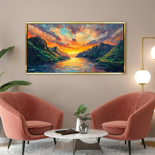 Framed Sunrise Canvas Reprint - Elegant Wall Art for Positive Energy and Tranquility (VASWA002)