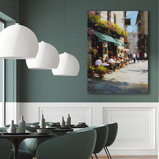 European Street Cafe Wall Art, HD Canvas Print, Framed, Ready to Hang. (KITWA053)