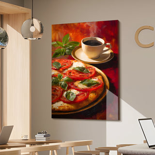 Italian Pizza & Coffee - Kitchen, Café, or Restaurant Wall Art, HD Canvas Print, Framed, Ready to Hang. (KITWA017)