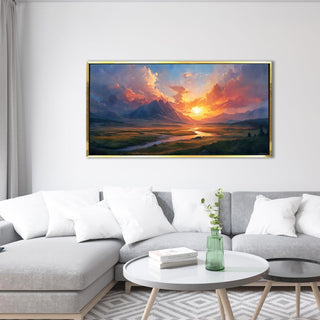 Framed Sunrise Canvas Reprint - Elegant Wall Art for Positive Energy and Tranquility. 24 inch x 48 Inch (VASWA005)