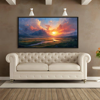 Framed Sunrise Canvas Reprint - Elegant Wall Art for Positive Energy and Tranquility. 24 inch x 48 Inch (VASWA005)