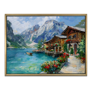 European Cityscape Wall Art, HD Canvas Print, Golden Floater Framed, Ready to Hang, (36 In x 48 In) (EURO-WA-81)
