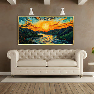 Framed Sunrise Canvas Reprint - Elegant Wall Art for Positive Energy and Tranquility (VASWA003)