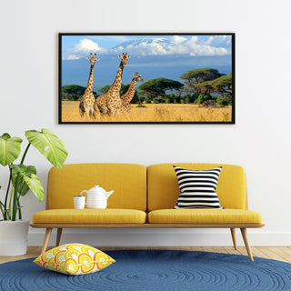 Amazing Wildlife Wall Art. Large Canvas Framed Digital Reprints of Jungle, Wildlife, Animals and Birds. Ready To Hang. Size:  24 Inch x 48 Inch (WBWA27)