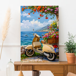 Amalfi Vintage Ride Wall Art Painting, HD Canvas Print, Framed, Ready to Hang. (AMWA55)