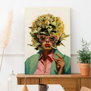 Afro Bloom Wall Art Painting, HD Canvas Print, Framed, Ready to Hang. (BOMWP01)