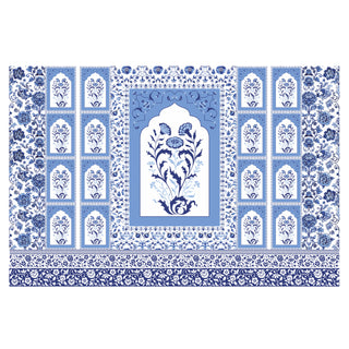 Blue Pottery Elegance – Mughal Floral Wallpaper Mural (PATCH023)