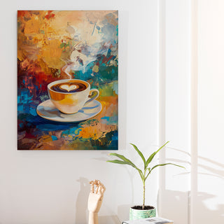 Latte Whispers Wall Art Painting, HD Canvas Print, Framed, Ready to Hang. (KTCWA64)