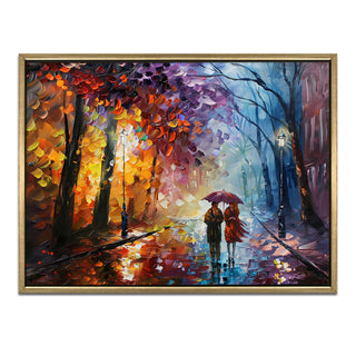 Romantic Couple Wall Art,HD Canvas Print with Premium Golden Floater Frame, Ready to Hang, (36 In x 48 In) (COUPLE-WA-16)