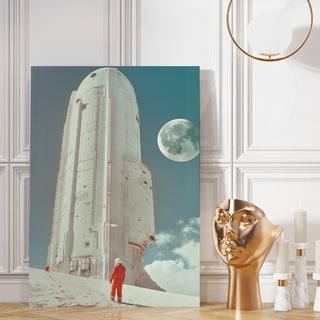 Astronaut with Rocket Wall Art Painting, HD Canvas Print, Framed, Ready to Hang. (POMA14)