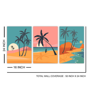 Mid Century Palm Tree Beach Summer Art Prints ( WBWA71 )