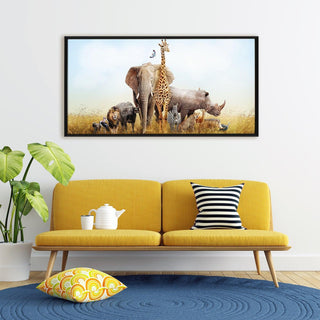 Amazing Wildlife Wall Art. Large Canvas Framed Digital Reprints of Jungle, Wildlife, Animals and Birds. Ready To Hang. Size:  24 Inch x 48 Inch (WBWA26) - Khirki.in 