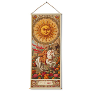 Indian Sun Tarot Wall Hanging Tapestry, Thick fabric, HD Print, Ready to Hang Wall Décor. Size 24 In x 60 In (TAROTTPS01)