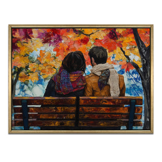 Romantic Couple Wall Art,HD Canvas Print with Premium Golden Floater Frame, Ready to Hang, (36 In x 48 In) (COUPLE-WA-14)