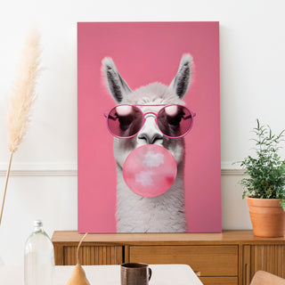 Llama Chic Wall Art Painting, HD Canvas Print, Framed, Ready to Hang. (POMWA163)