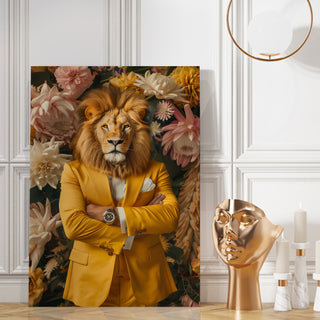 Maximalist Lion Wall Art Painting, HD Canvas Print, Framed, Ready to Hang. (POMA15)