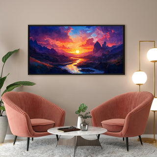 Framed Sunrise Canvas Reprint - Elegant Wall Art for Positive Energy and Tranquility. 24 inch x 48 Inch (VASWA004)