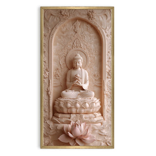 Buddha Meditation Portrait Wall Art, HD Canvas Print, Golden Box Framed, Ready to Hang, (48 In x 24 In) (BUDDHA-WA-36)