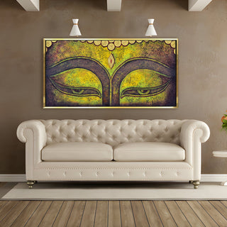 Lord Buddha Canvas Painting For Home Decor, Office walls and Hotels, Resorts Wall Decoration 24 inch x 48 inch (BDWA22)