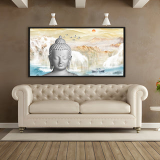 Lord Buddha Canvas Painting For Home Decor, Office walls and Hotels, Resorts Wall Decoration 24 inch x 48 inch (BDWA12)