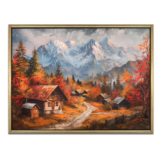 European Cityscape Wall Art, HD Canvas Print, Golden Floater Framed, Ready to Hang, (36 In x 48 In) (EURO-WA-78)