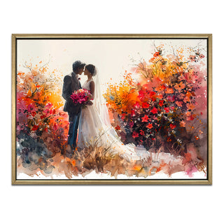 Romantic Couple Wall Art,HD Canvas Print with Premium Golden Floater Frame, Ready to Hang, (36 In x 48 In) (COUPLE-WA-19)