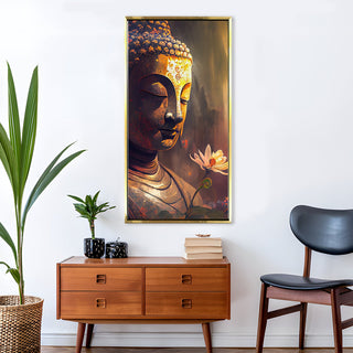 Lord Buddha Canvas Painting For Home Decor, Office walls and Hotels, Resorts Wall Decoration 24 inch x 48 inch (BDWA26)
