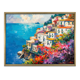 European Cityscape Wall Art, HD Canvas Print, Golden Floater Framed, Ready to Hang, (36 In x 48 In) (EURO-WA-73)