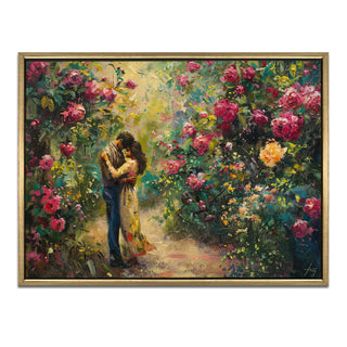 Romantic Couple Wall Art,HD Canvas Print with Premium Golden Floater Frame, Ready to Hang, (36 In x 48 In) (COUPLE-WA-18)