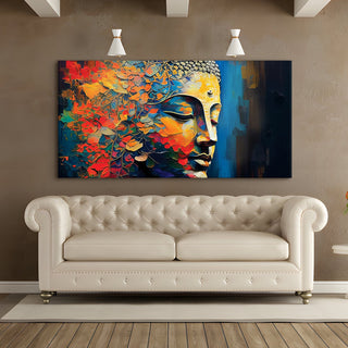 Lord Buddha Canvas Painting For Home Decor, Office walls and Hotels, Resorts Wall Decoration 24 inch x 48 inch (BDWA17)