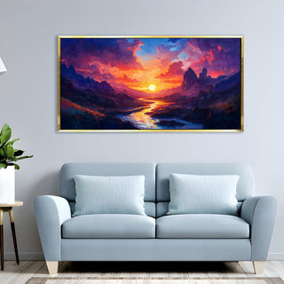 Framed Sunrise Canvas Reprint - Elegant Wall Art for Positive Energy and Tranquility. 24 inch x 48 Inch (VASWA004)