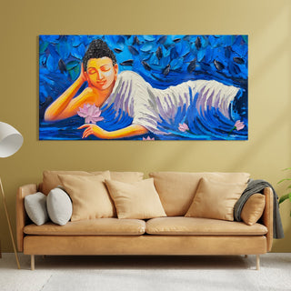 Lord Buddha Canvas Painting For Home Decor, Office walls and Hotels, Resorts Wall Decoration 24 inch x 48 inch (BDWA20)