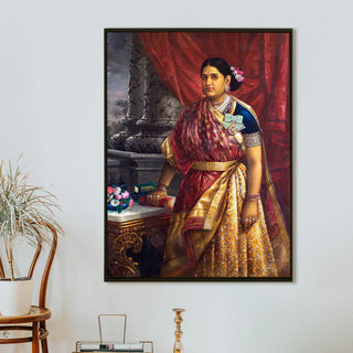 Maharani in Royal Attire – Raja Ravi Varma Portrait| HD Canvas Print | Ready to Hang | Wall Art for Bedroom, living room, Hallway (RRVWA10)