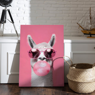 Llama Chic Wall Art Painting, HD Canvas Print, Framed, Ready to Hang. (POMWA163)