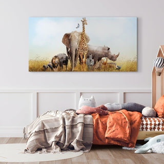 Amazing Wildlife Wall Art. Large Canvas Framed Digital Reprints of Jungle, Wildlife, Animals and Birds. Ready To Hang. Size:  24 Inch x 48 Inch (WBWA26) - Khirki.in 