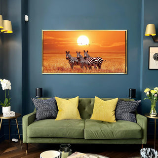 Amazing Wildlife Wall Art. Large Canvas Framed Digital Reprints of Jungle, Wildlife, Animals and Birds. Ready To Hang. Size:  24 Inch x 48 Inch (WBWA32) - Khirki.in 