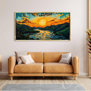 Framed Sunrise Canvas Reprint - Elegant Wall Art for Positive Energy and Tranquility (VASWA003)