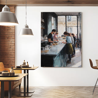 Modern Café Bar – Contemporary Art for Kitchen, Dining Area, or Café Wall Art, HD Canvas Print, Framed, Ready to Hang. (KITWA042)