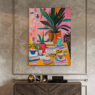 Maximalist colourful oil painting Wall Art, HD Canvas Print, Framed, Ready to Hang. (POMA07)