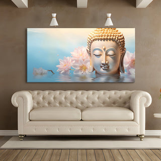 Lord Buddha Canvas Painting For Home Decor, Office walls and Hotels, Resorts Wall Decoration 24 inch x 48 inch (BDWA25)